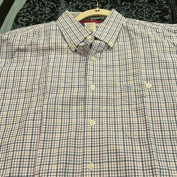 Wrangler George Strait Shirt Men XL White Blue Plaid Button Long Sleeve Western - Picture 3 of 8